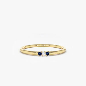 Gold Minimal Sapphire and Diamond Ring