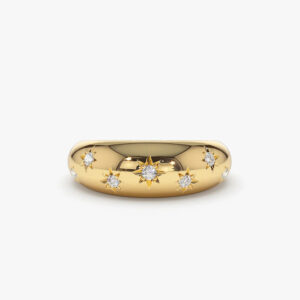 14k 6MM Dome Star Setting Diamond Ring