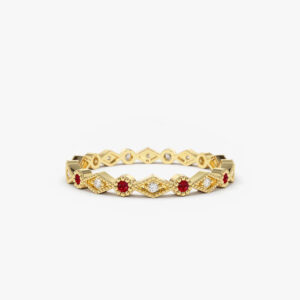 Ruby Art Deco Wedding Band